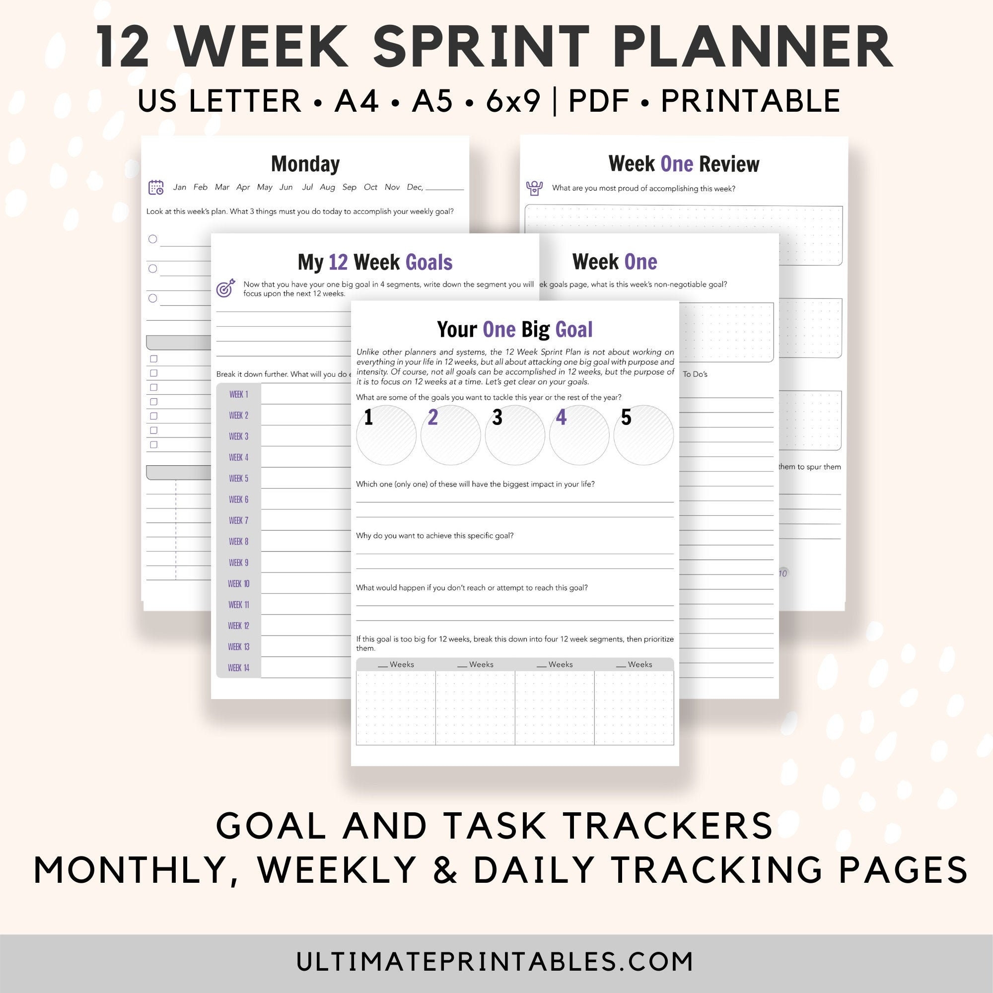 12 Week Sprint Planner 111 Printable Pages 12 Week Year Planner 12 Week Planner 12 Week Goal Planner 12 Week Year Template Etsy