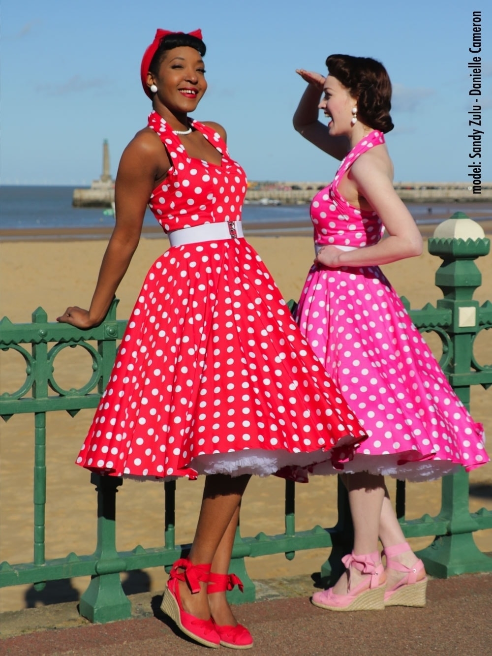 1950s Halterneck Red White Polkadot Dress From Vivien Of Holloway