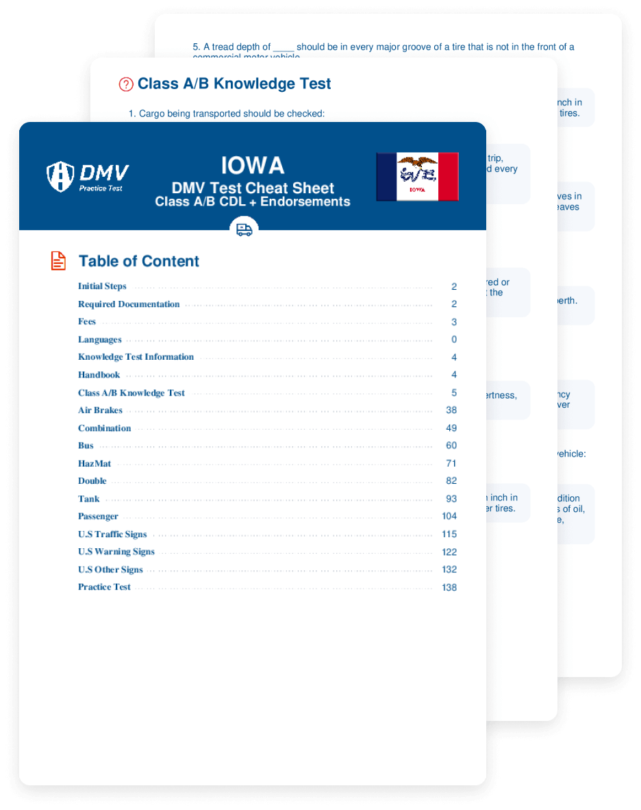 2025 Iowa DMV CDL Test Cheat Sheet 99 Pass Rate 