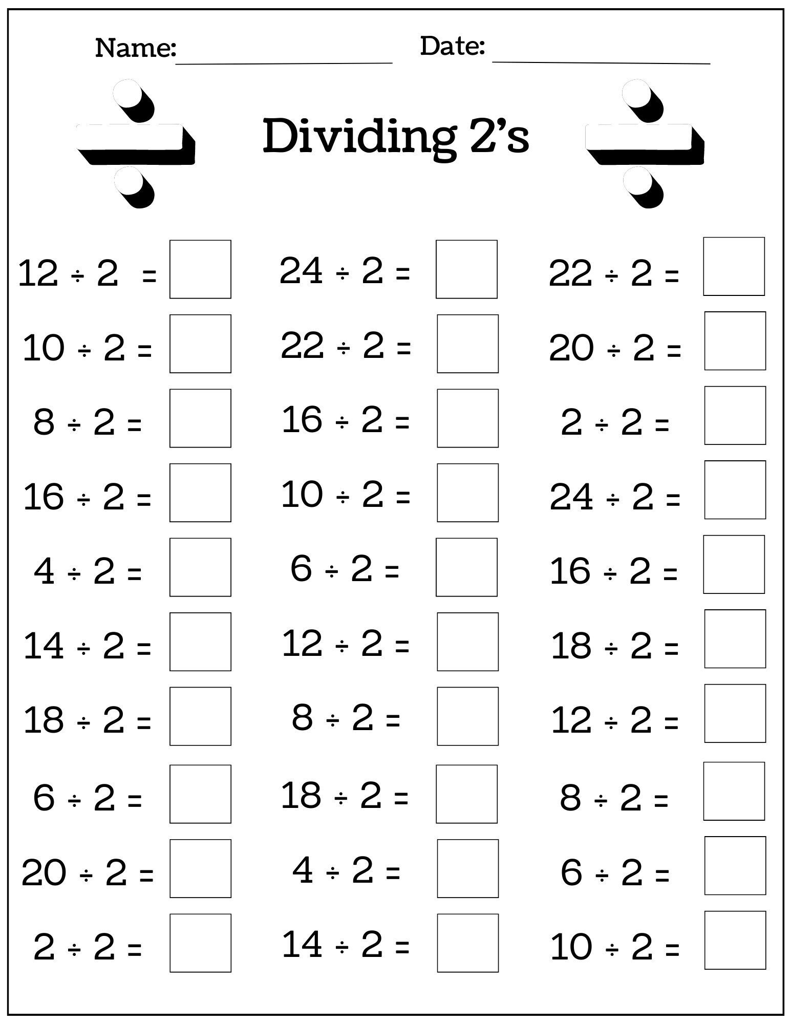 24 Printable Multiplication And Division Worksheets 1 12 Fill
