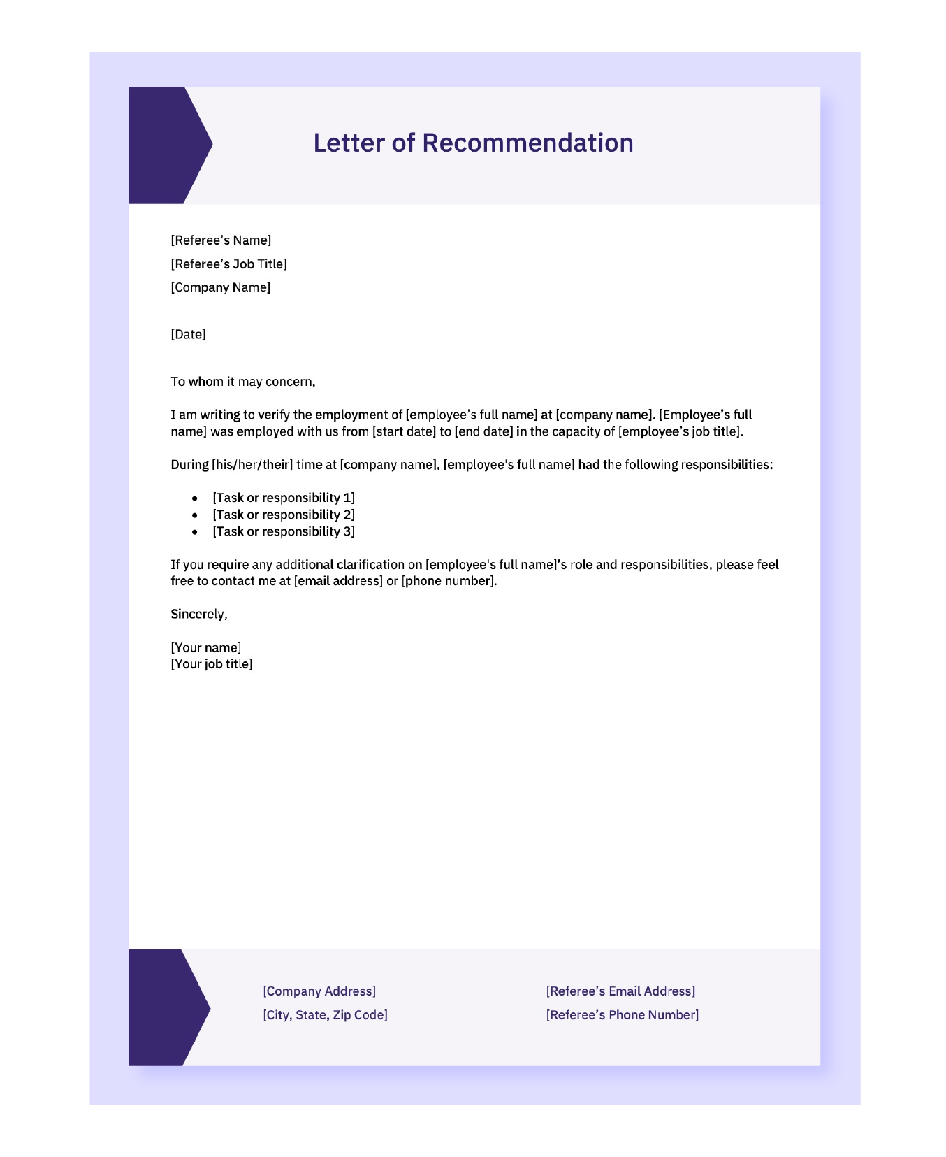 letter of reference template