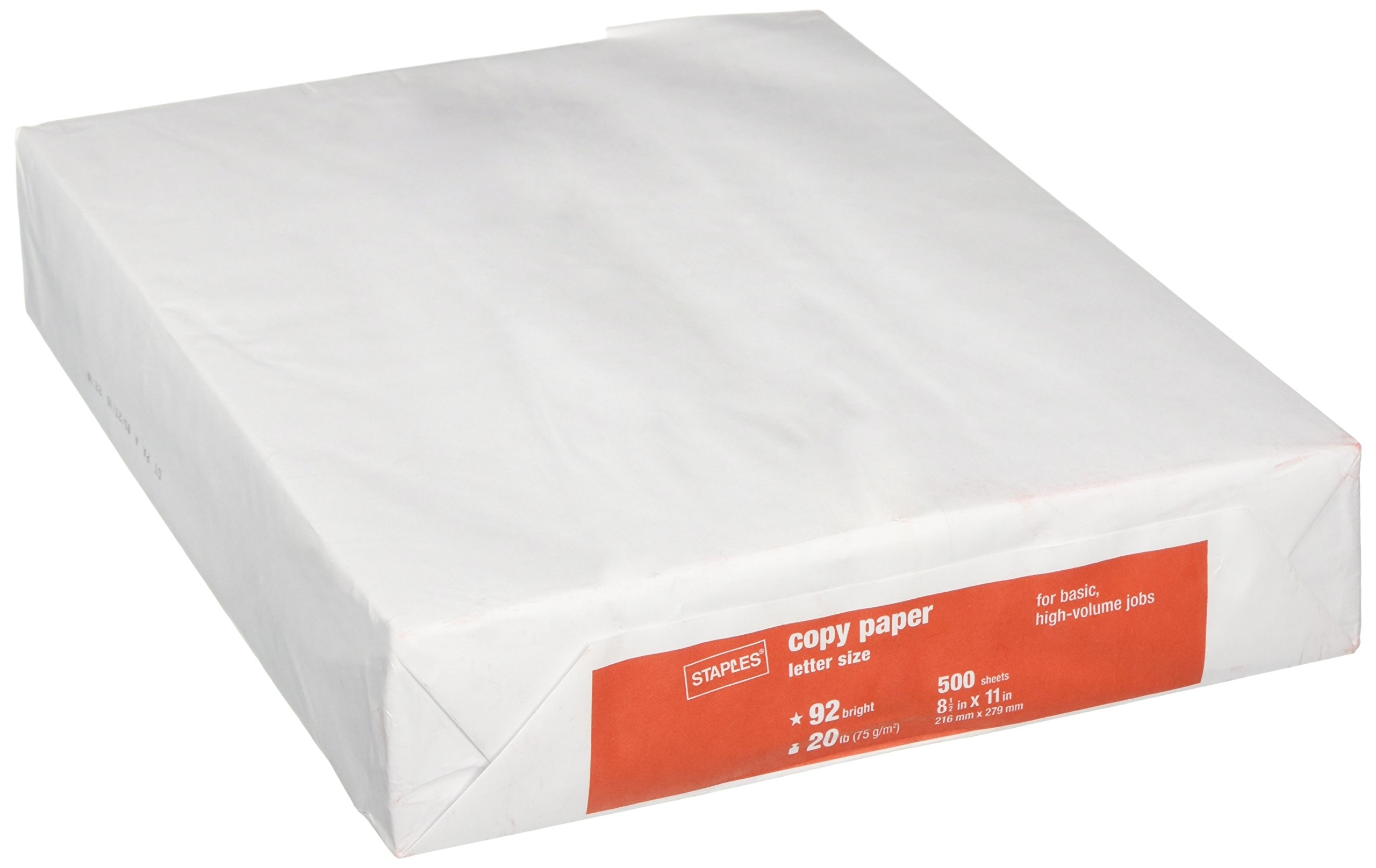 Amazon 1 Ream 500 Sheets Staples Poly Wrapped White Multipurpose Copy Laser Printer Paper 20lb 92 Bright Office Products