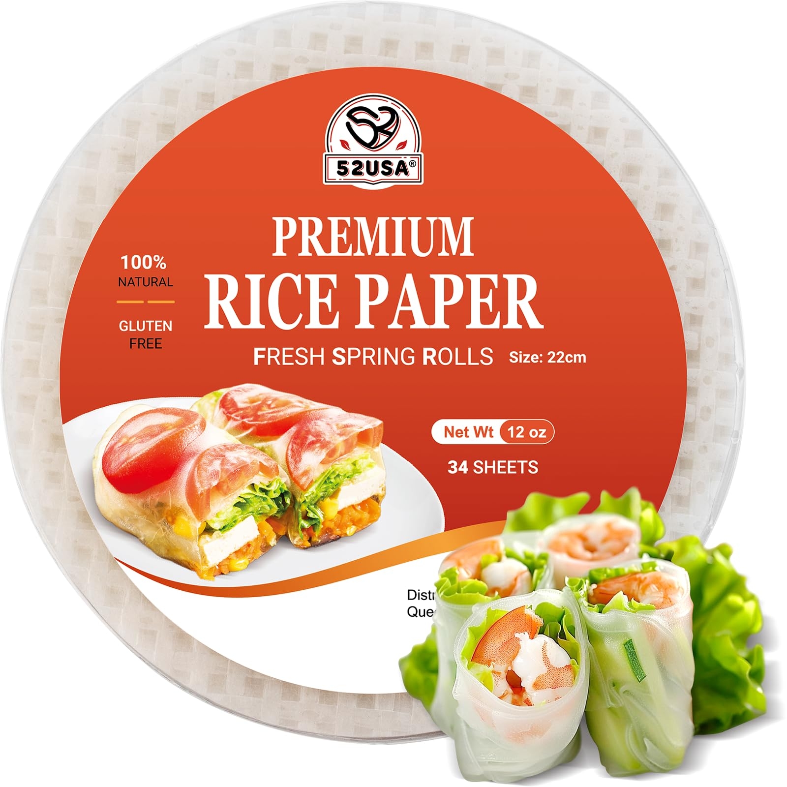 Amazon 52USA Rice Paper 1 Pack Rice Paper Wrappers Fresh Spring Roll Wrappers U0026 Dumplings 34 Sheets Gluten Free Wonton Wrappers Vegan Low