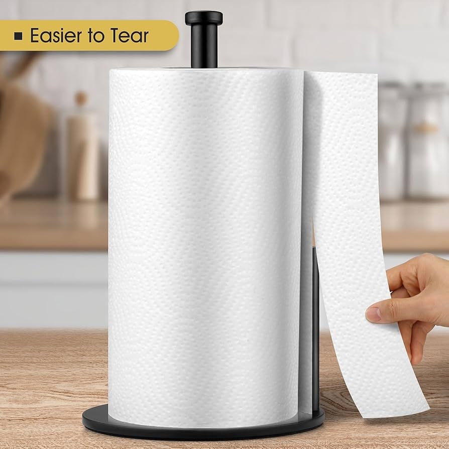 Amazon Black Paper Towel Holder Countertop Paper Towel Holder Steady Paper Roll Holder Weighted Paper Towel Stand For Kitchen Bathroom