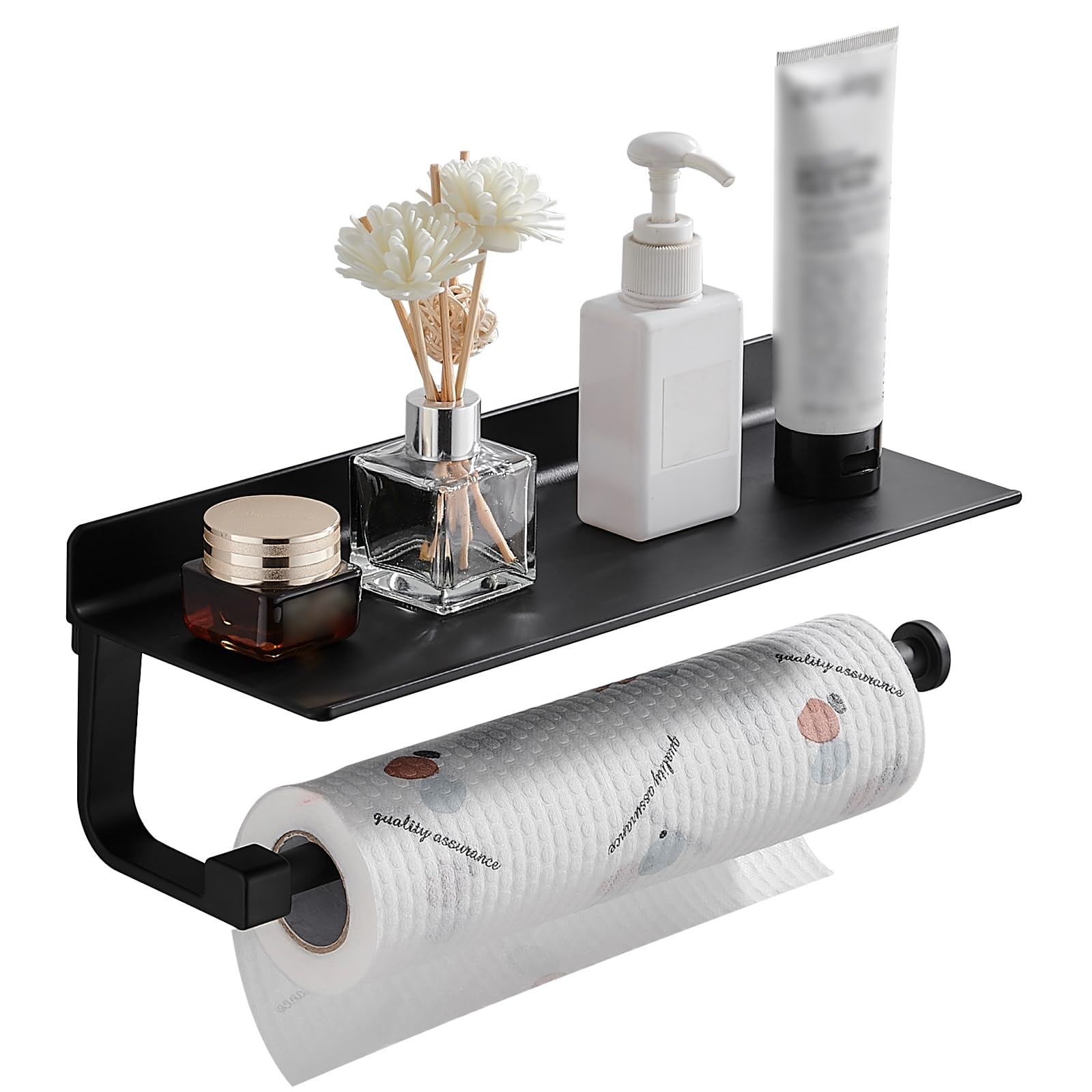 Amazon Danpoo Wall Mount Paper Towel Holder With Shelf For Bathroom Kitchen Adhesive Hand Towel Holder Matte Black
