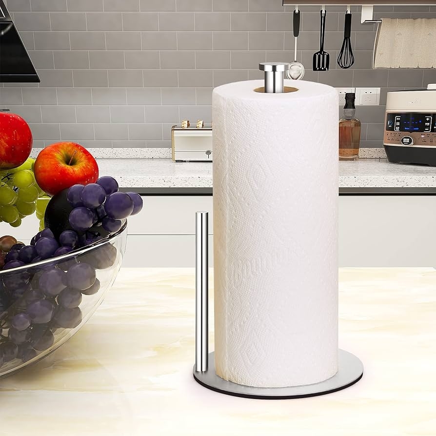 Amazon Paper Towel Holder Countertop OBODING Stainless Steel Kitchen Paper Towel Holder Stand For Kitchen Organization Stainless Steel Paper Towel Holders For Standard And Large Rolls Silver