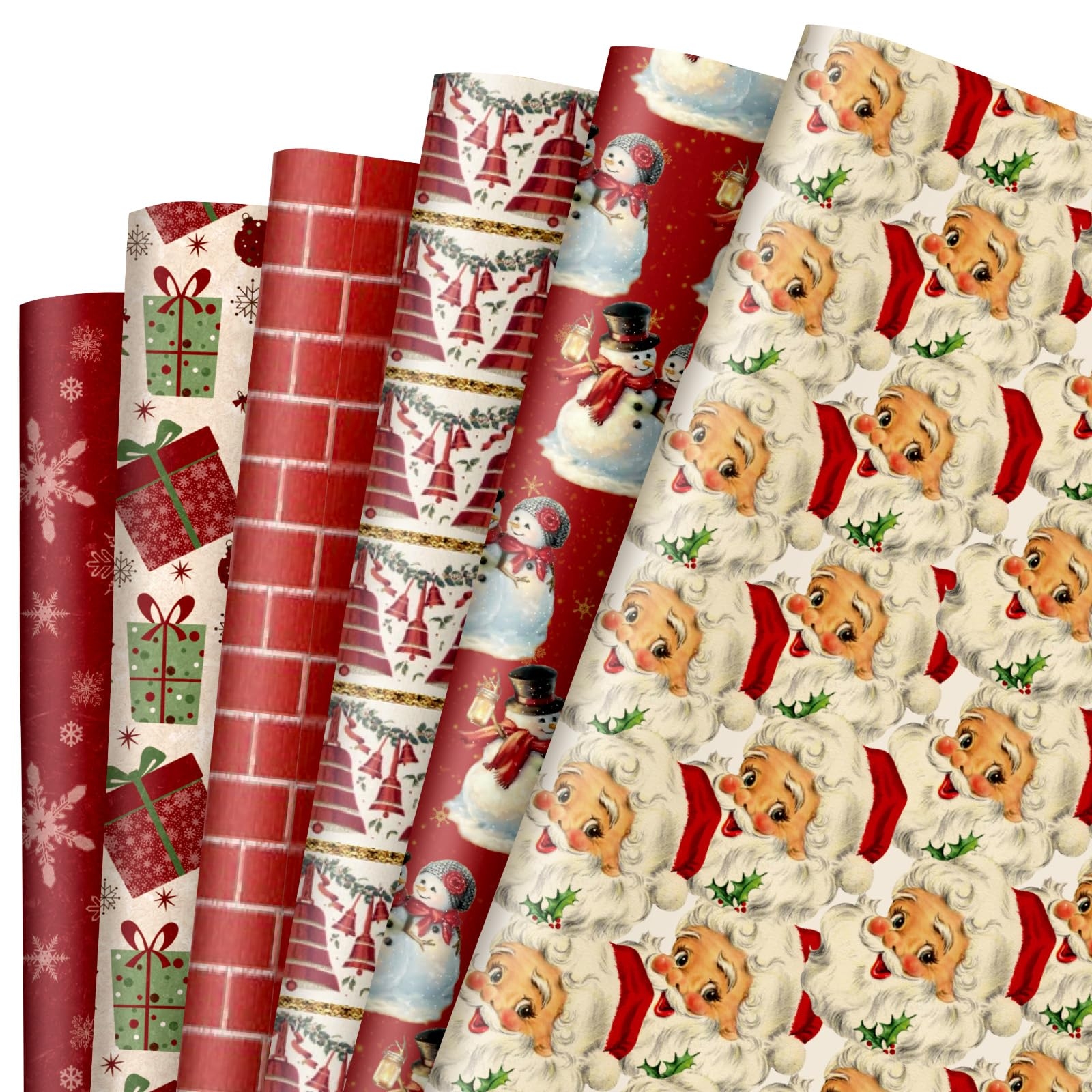 Amazon Whaline 12 Sheet Vintage Christmas Wrapping Paper Retro Santa Claus Gift Wrap Paper Bulk Xmas Red Folded Flat Decorative DIY Craft Art Paper For Party Decor Wrapping Supplies 19 7 X 27 6