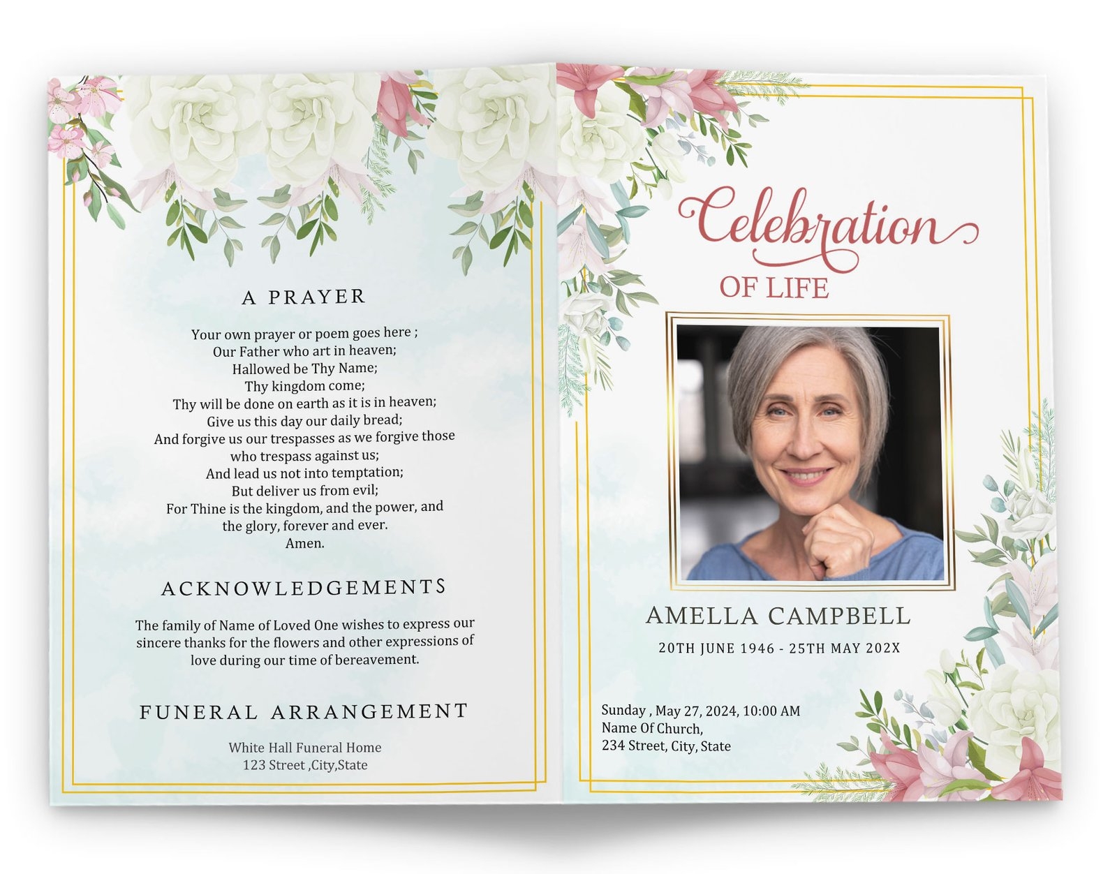 celebration life program template