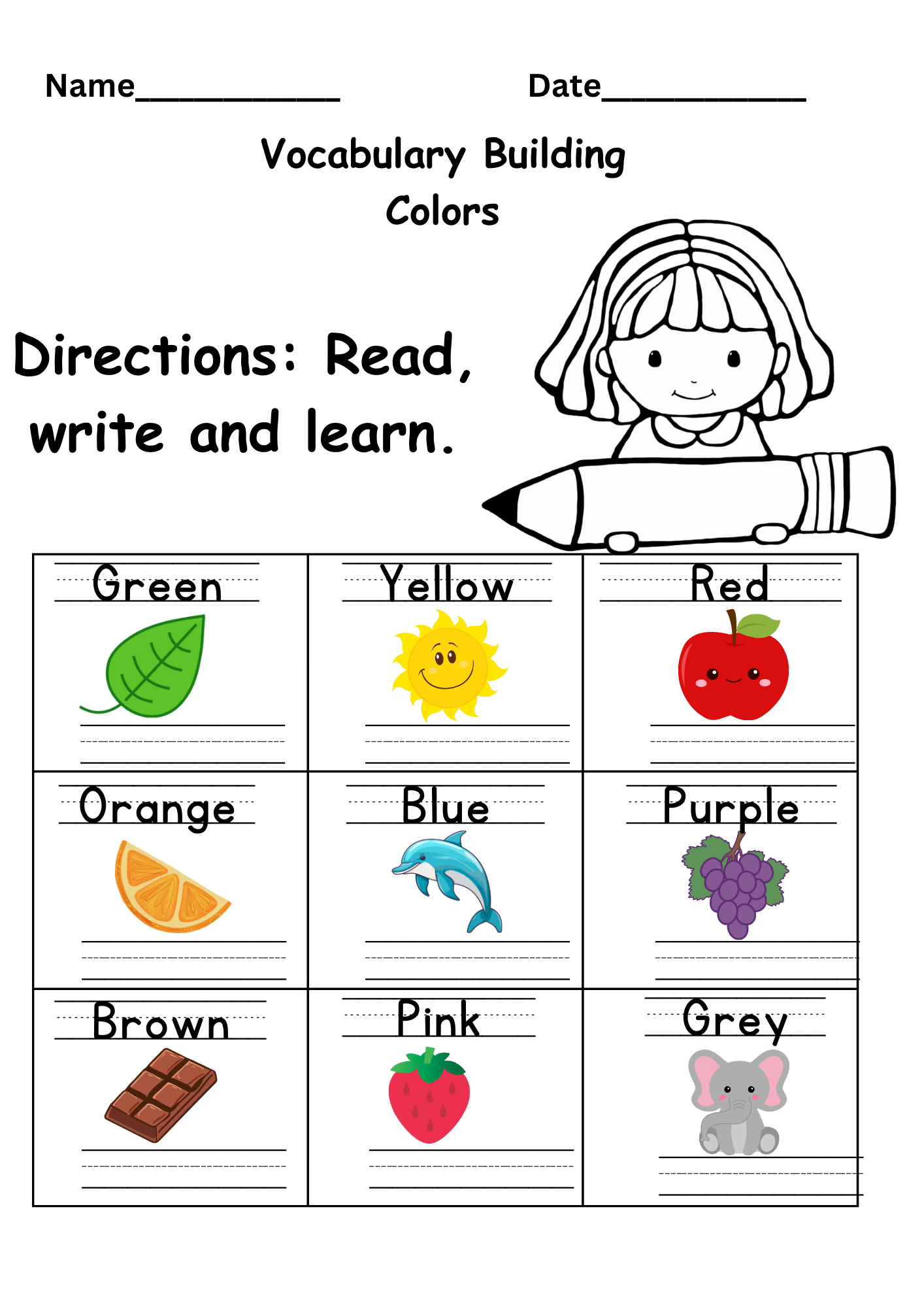 colors worksheet