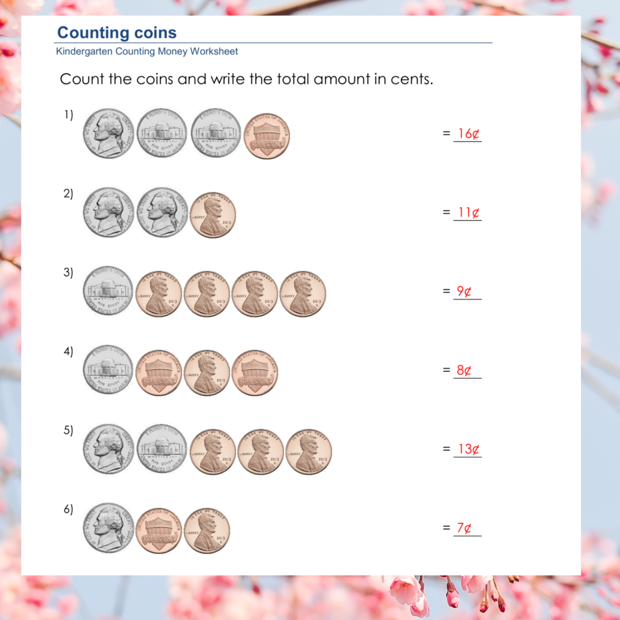 Counting Coins Mastery Worksheets For Writing Total Values With Cents Made By Teachers