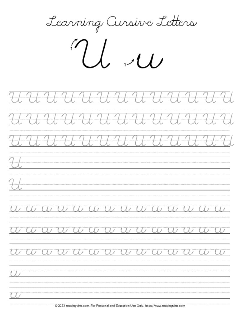 Cursive Writing Practice Sheets PDF ReadingVine