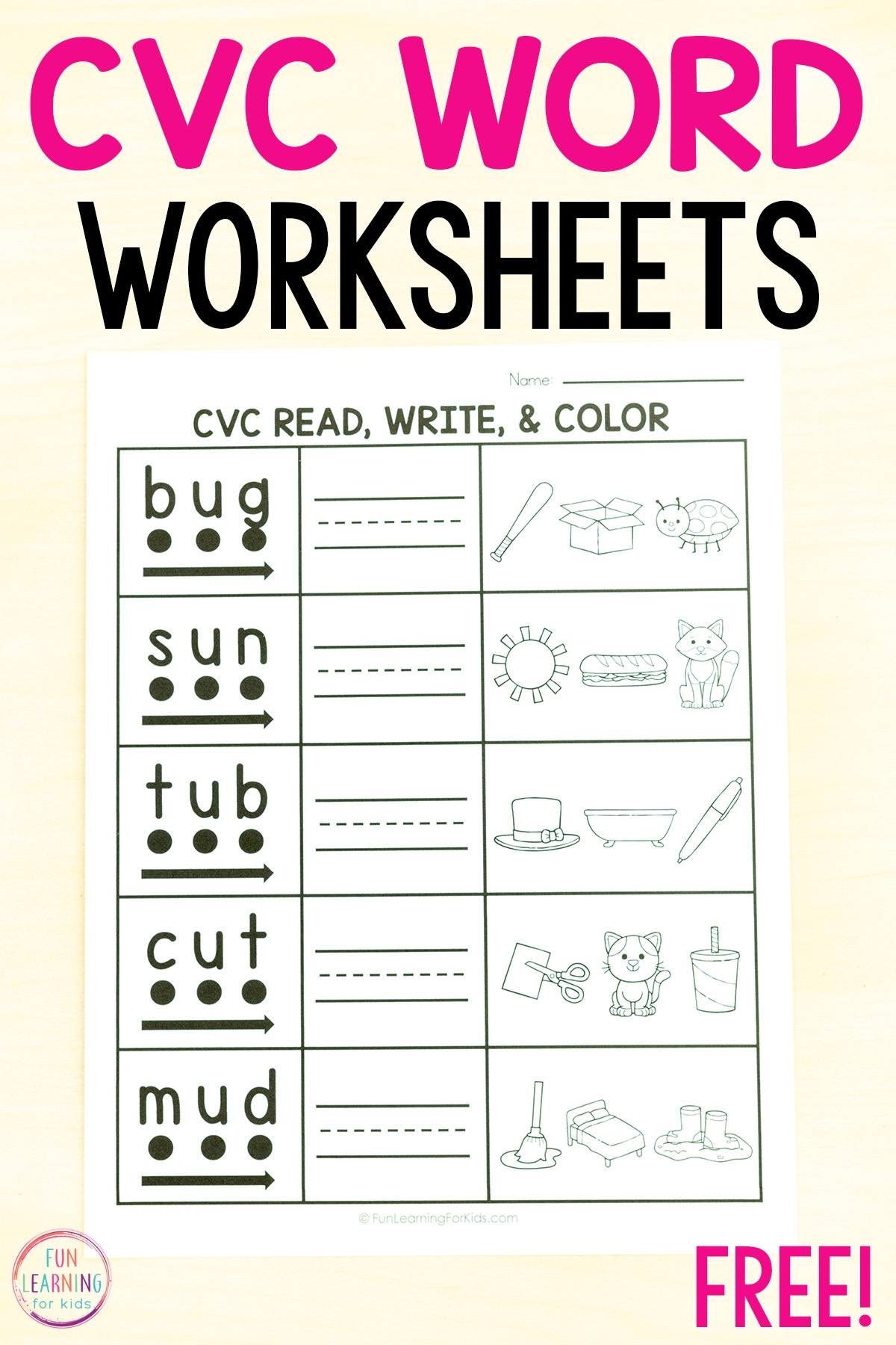 cvc words worksheets