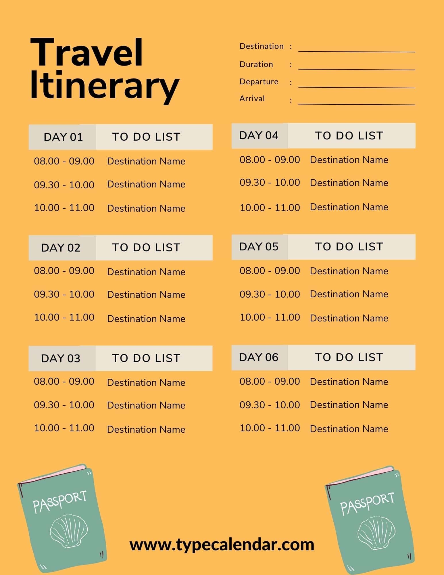 travel agenda template