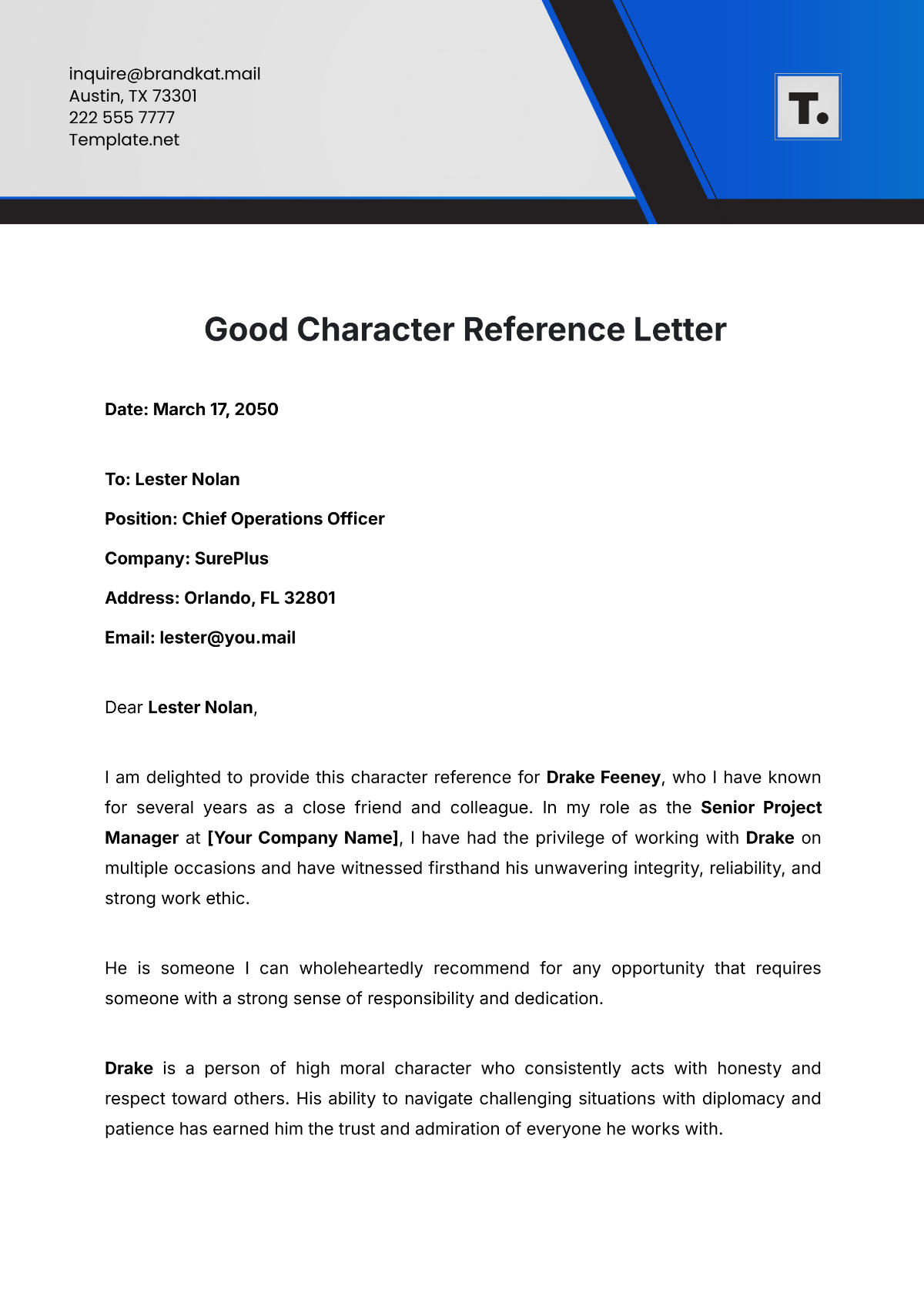 Free Reference Letters Templates Editable And Printable