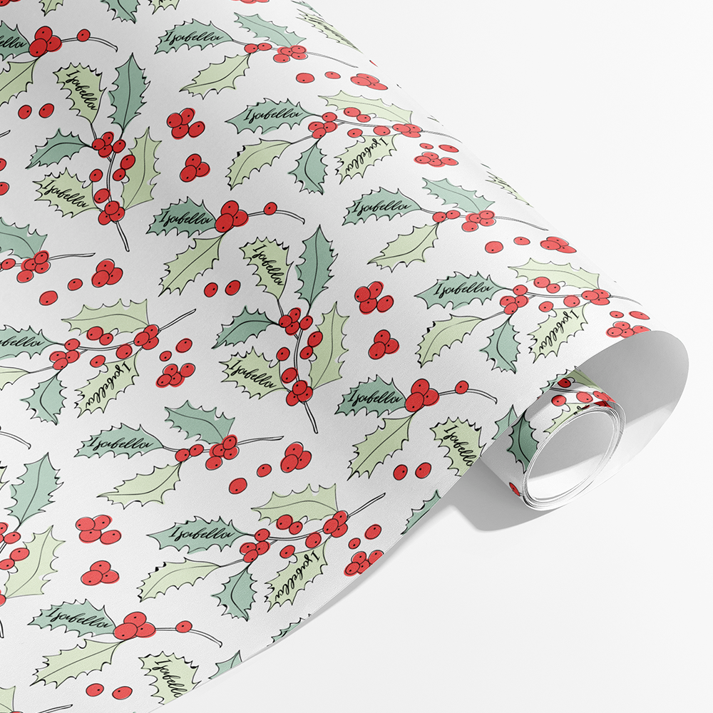 Holly Branch Personalised Gift Wrap The Handmade Christmas Co 