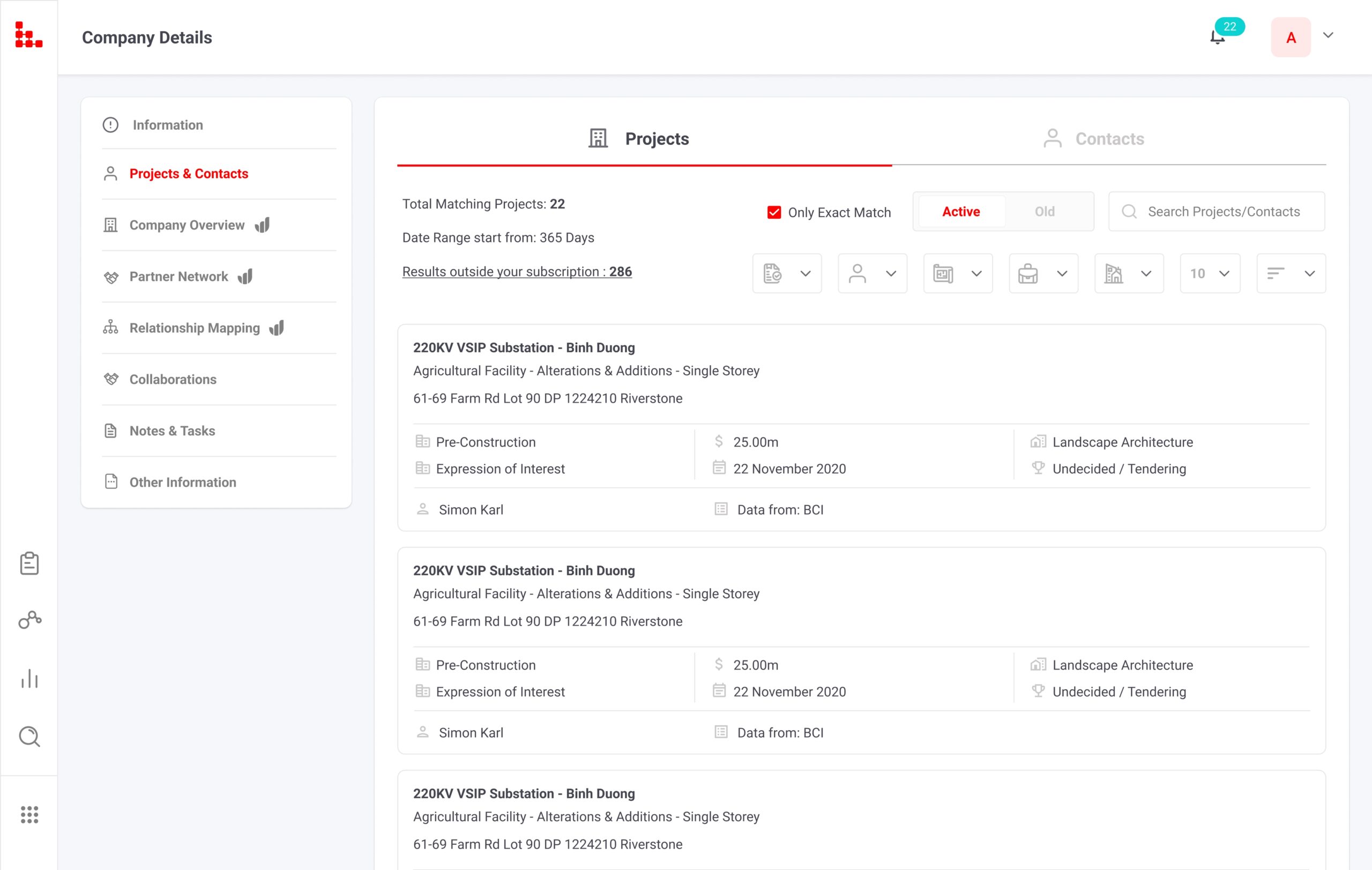 How To View A Company s Projects LeadManager Support BCI Central