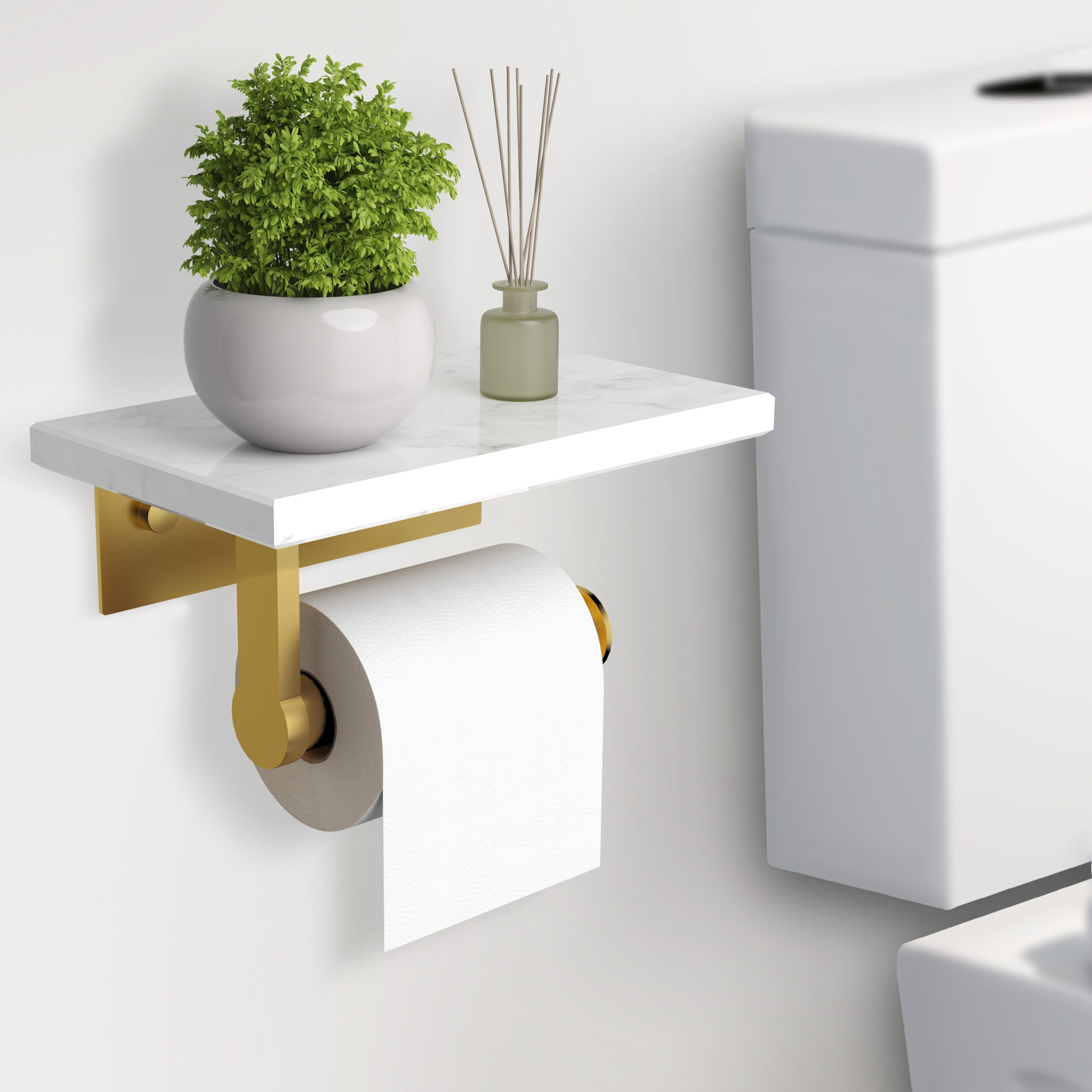 Luxdecor Toilet Paper Holder With Shelf Wall Mounted Toilet Tissue Roll Holder For Bathroom U0026 Reviews Wayfair