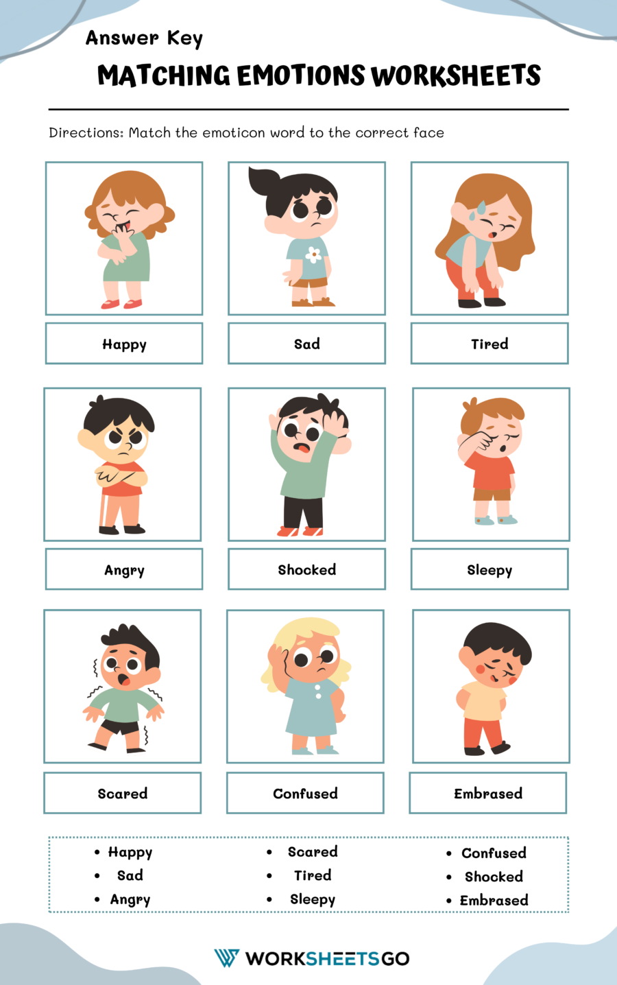 Matching Emotions Worksheets WorksheetsGO