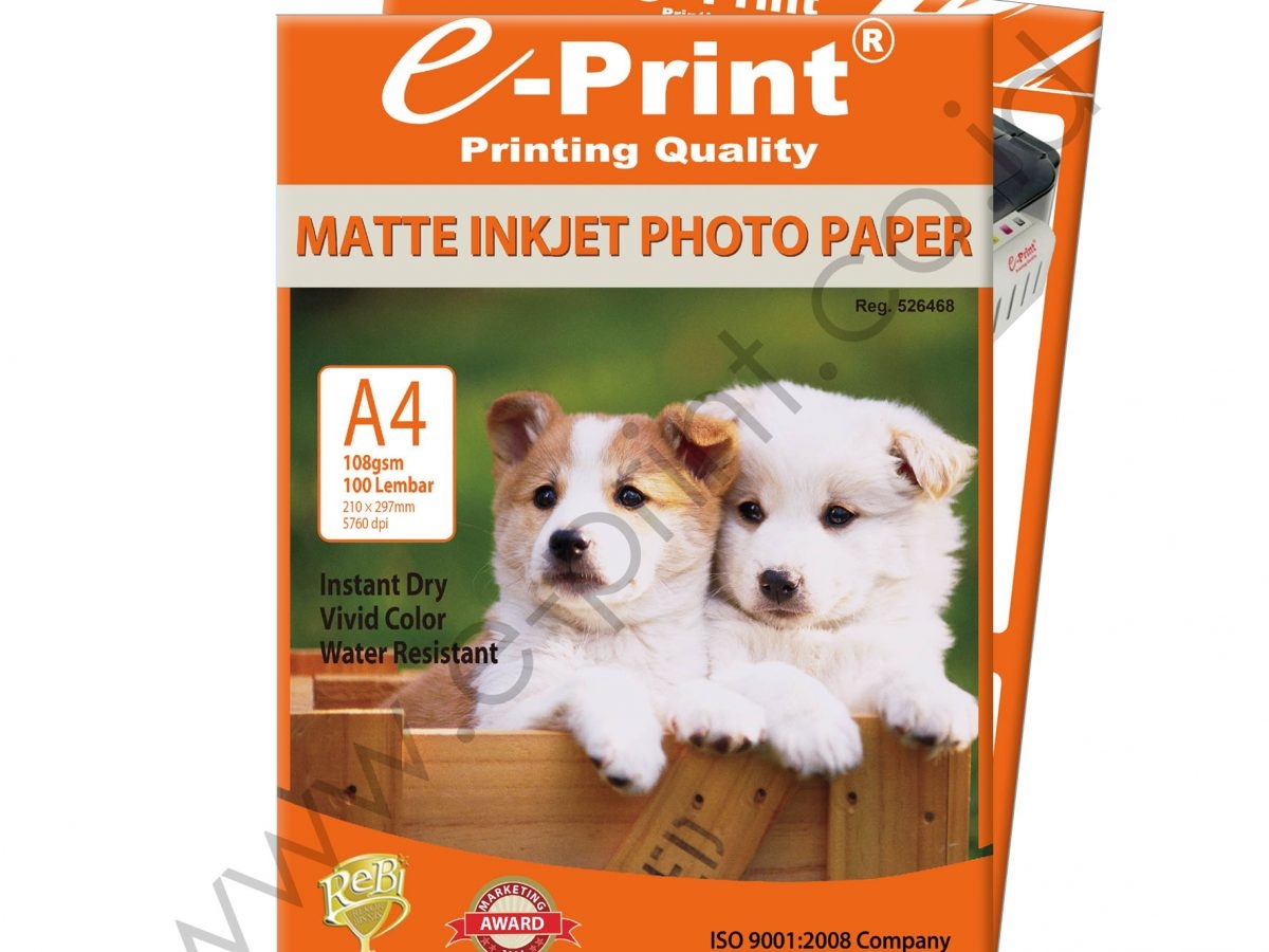 Matte Inkjet Photo Paper A4 108gsm 100sheet