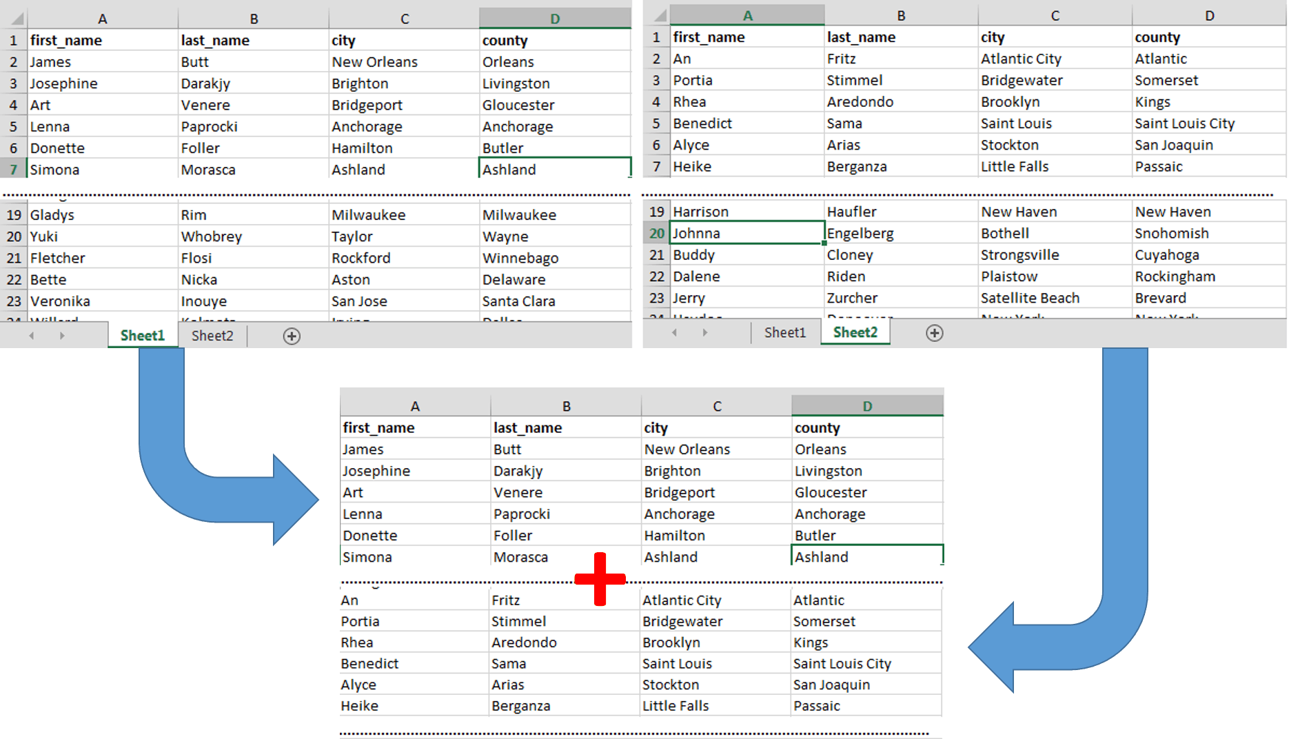 merge worksheets in excel
