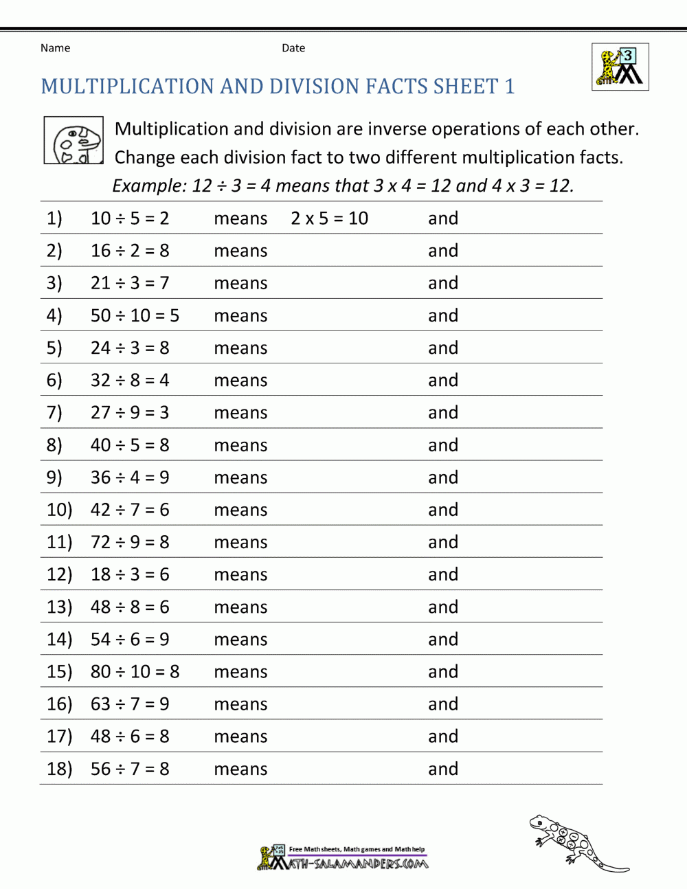 Multiplication Facts Worksheets Understanding Multiplication To 