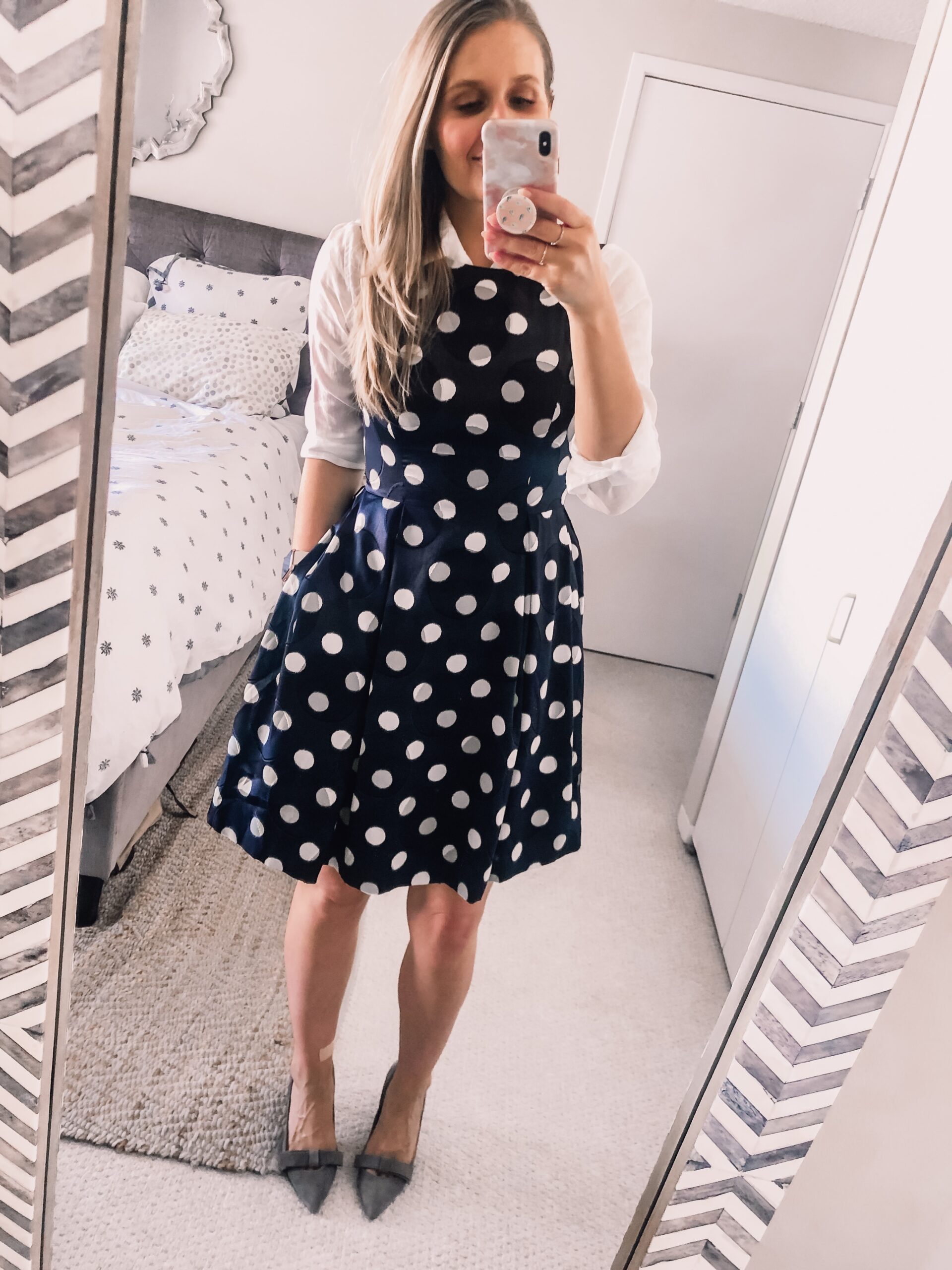 OOTD 8 5 19 Polka Dot Dress RESTYLE