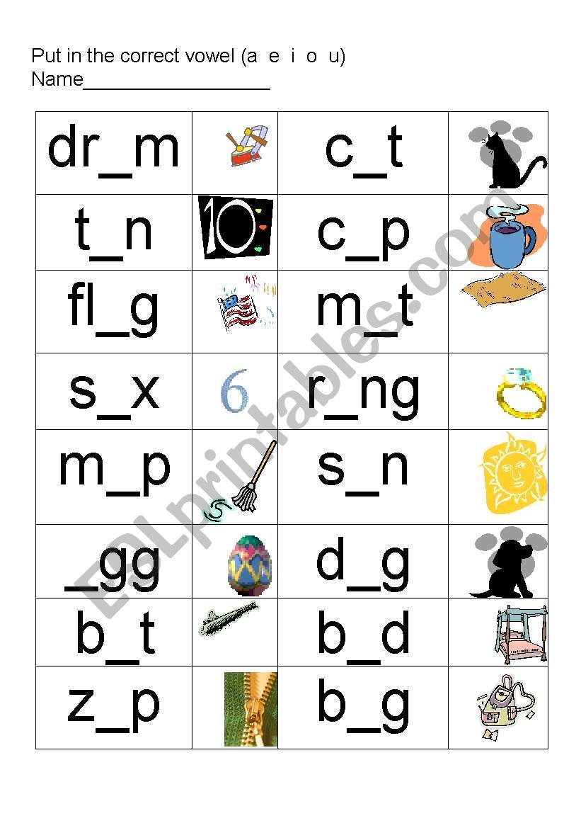 short vowel sounds worksheets