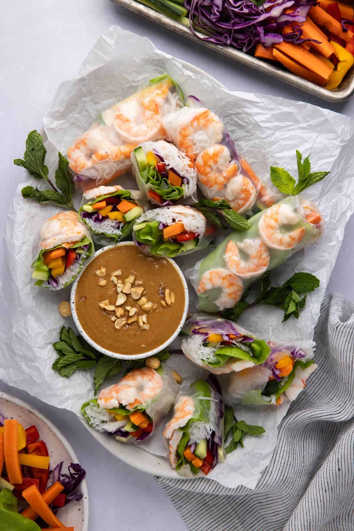 Shrimp Rice Paper Spring Rolls With Peanut Sauce
