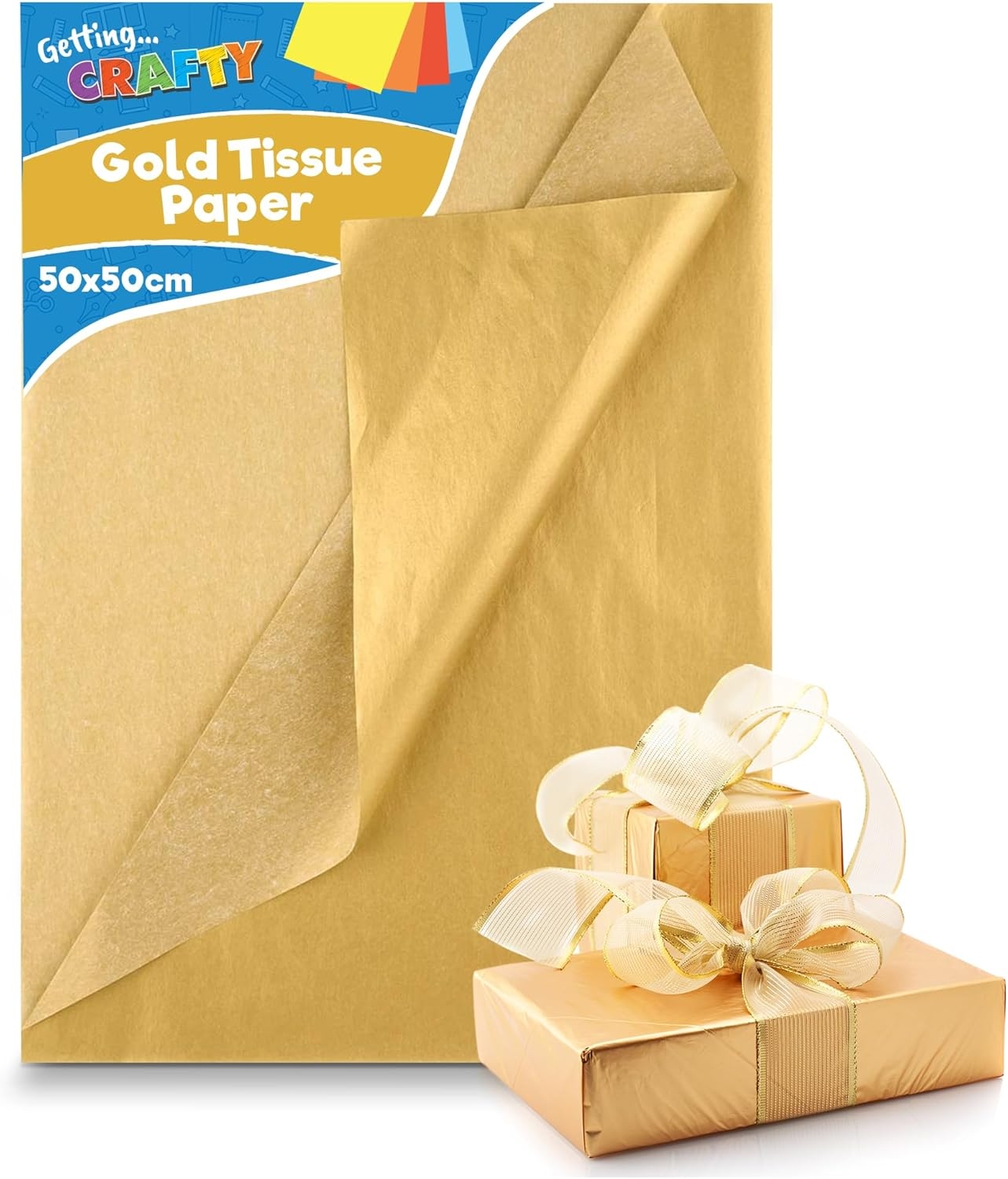 SOL 20pk Kertas Tisu Emas Untuk Membungkus Hadiah Lembar 50x50cm Sempurna Untuk Hadiah Tas Hadiah Kotak Dan Hampers Berkilau Elegan Bagus