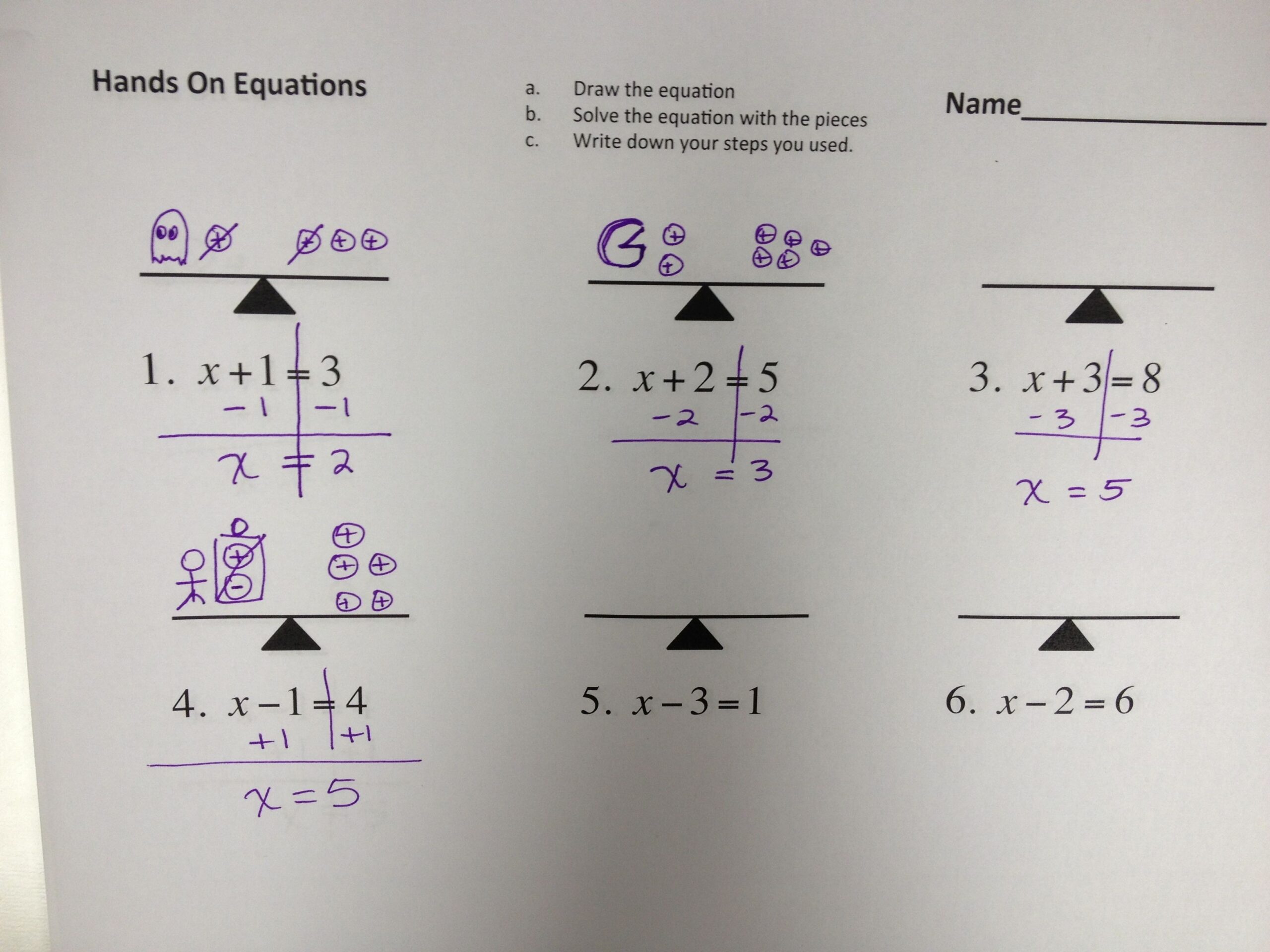 one step equation worksheet
