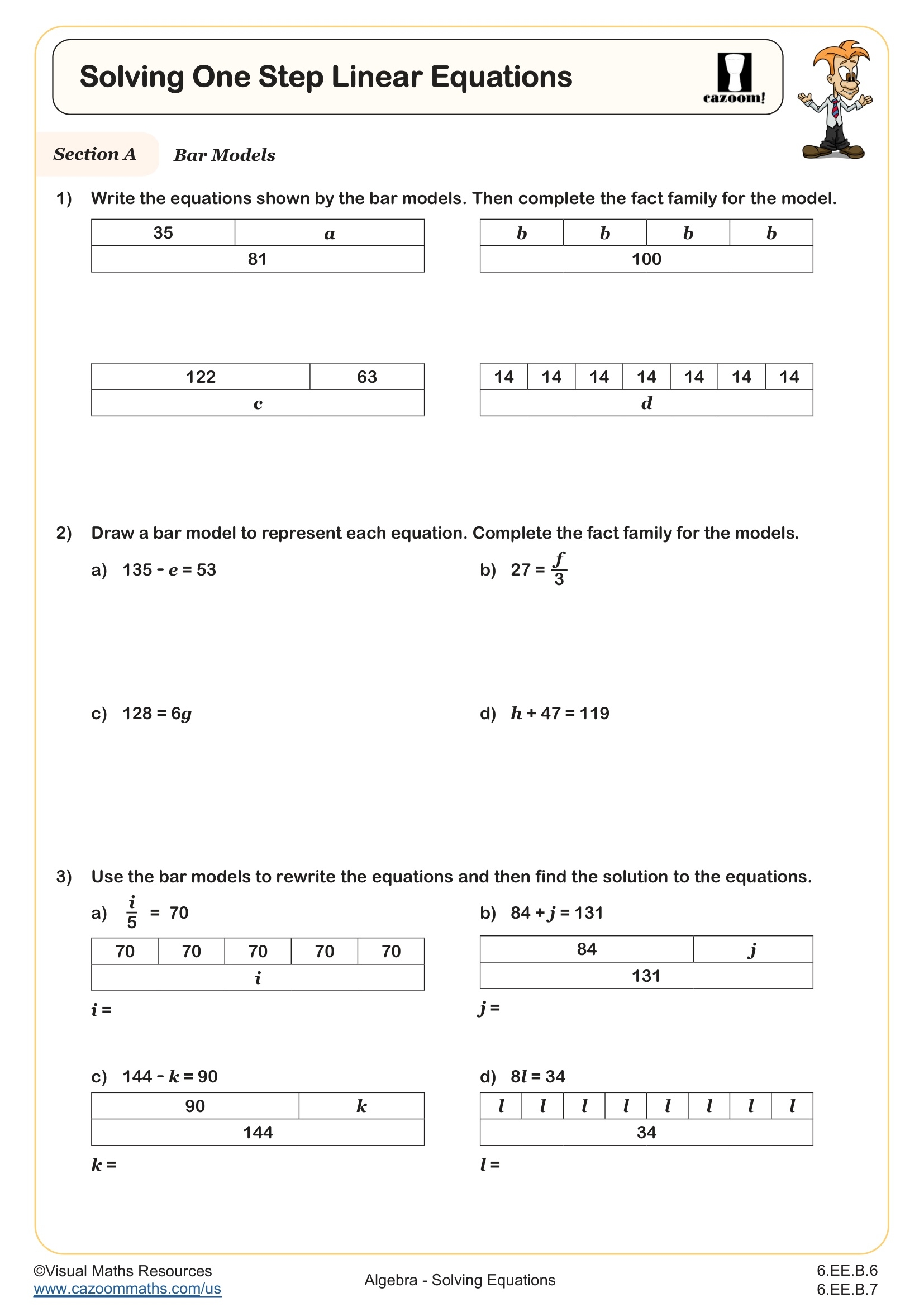 Solving One Step Linear Equations Worksheet Fun And Engaging 6th 