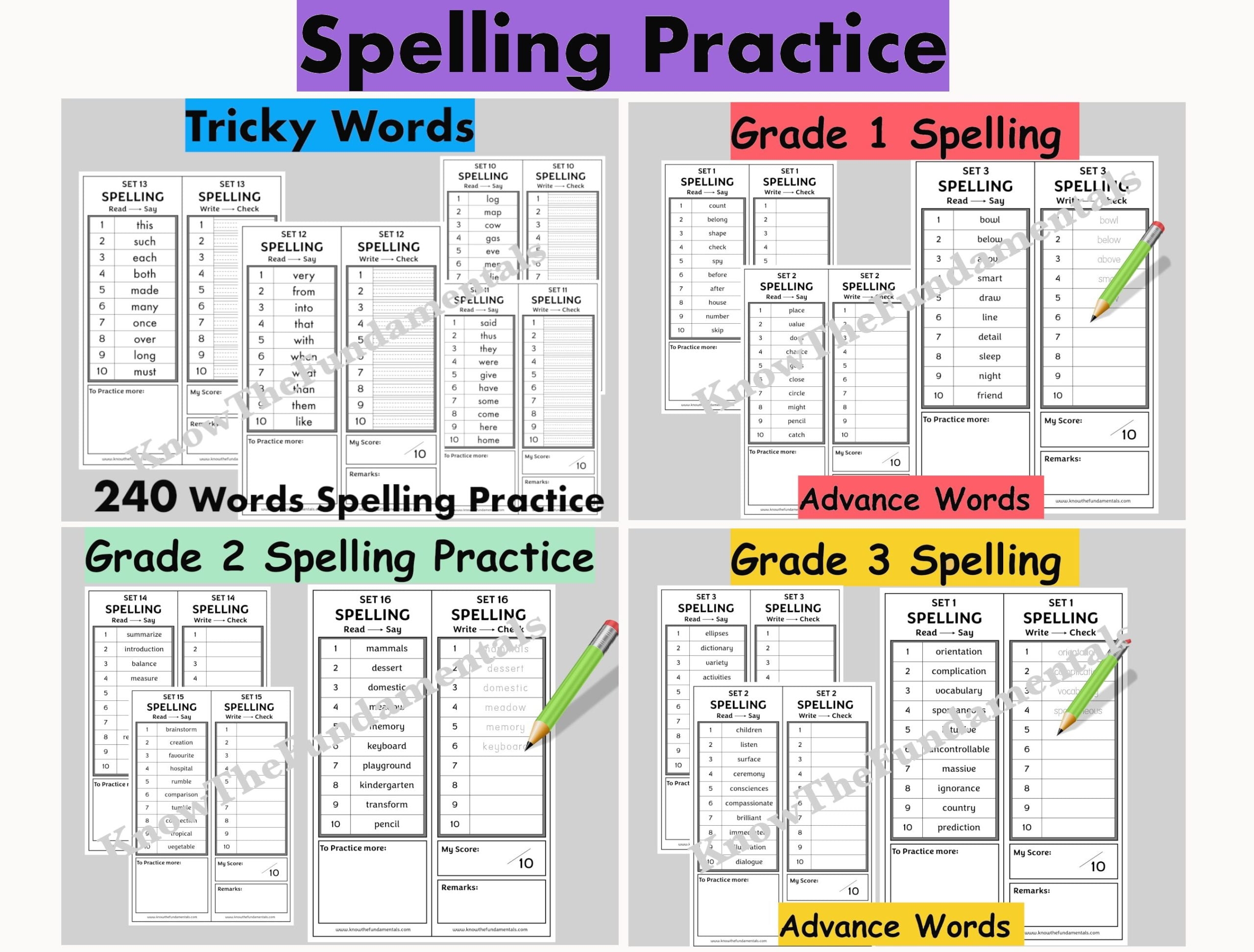 spelling practice worksheets