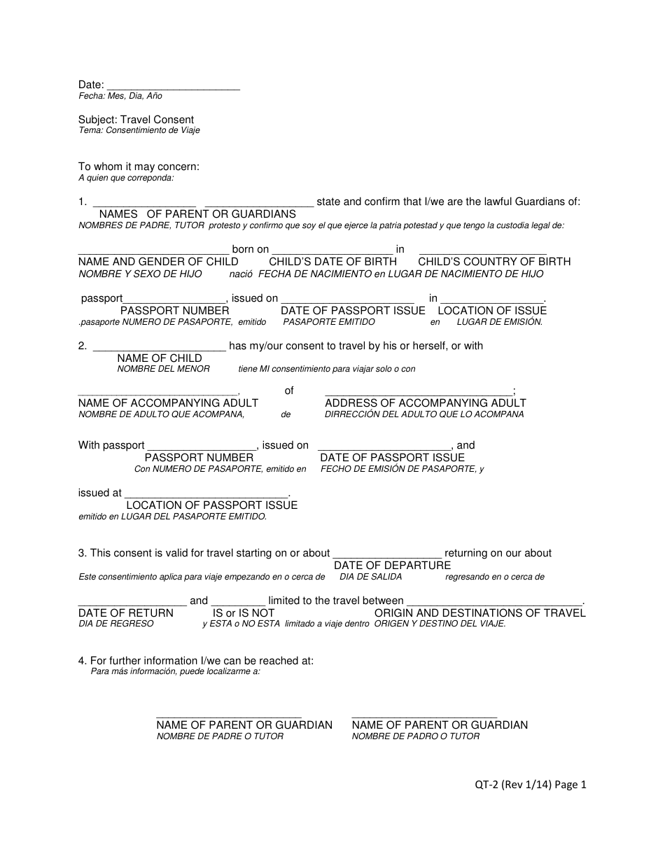 travel consent template